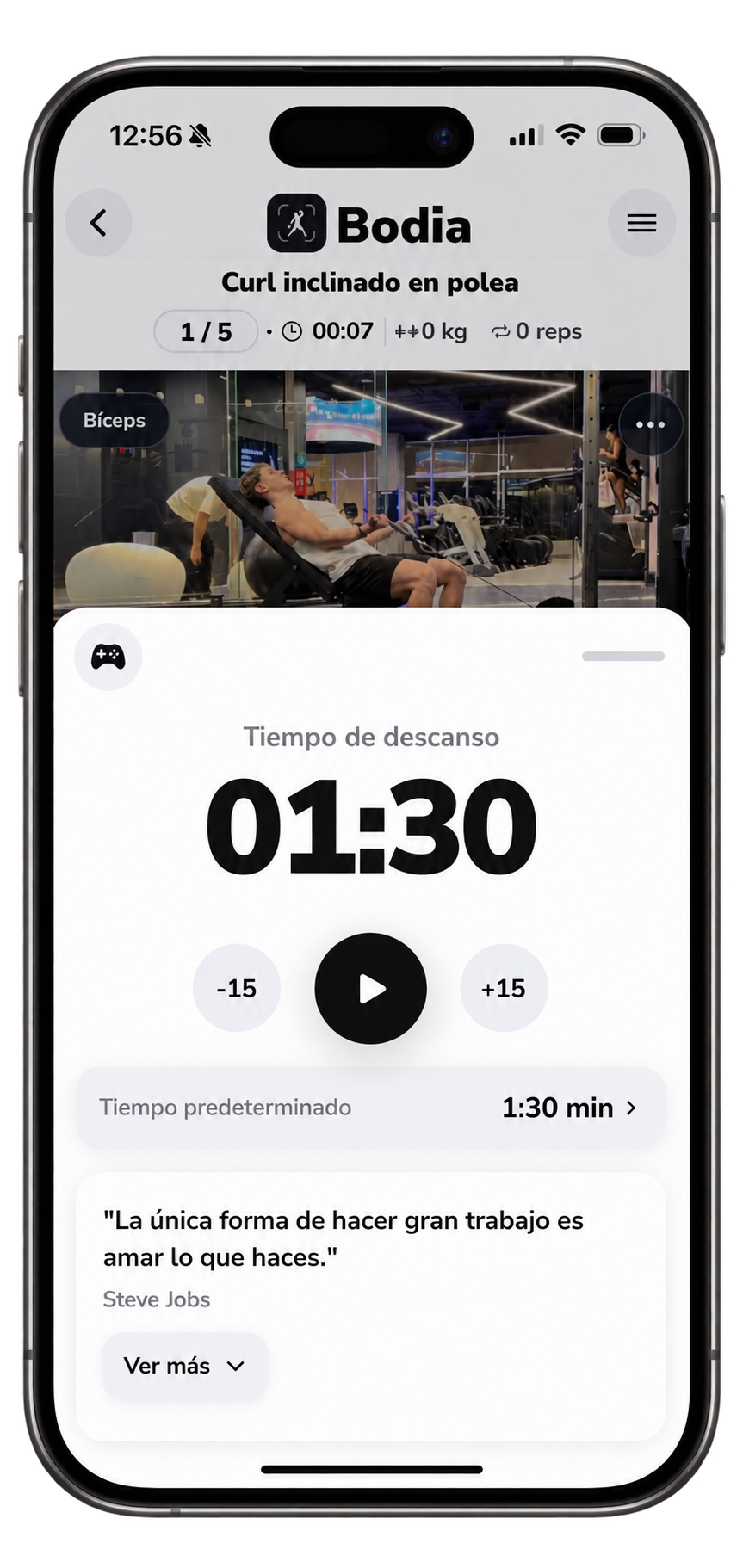 Pantalla de entrenamiento diario en Bodia