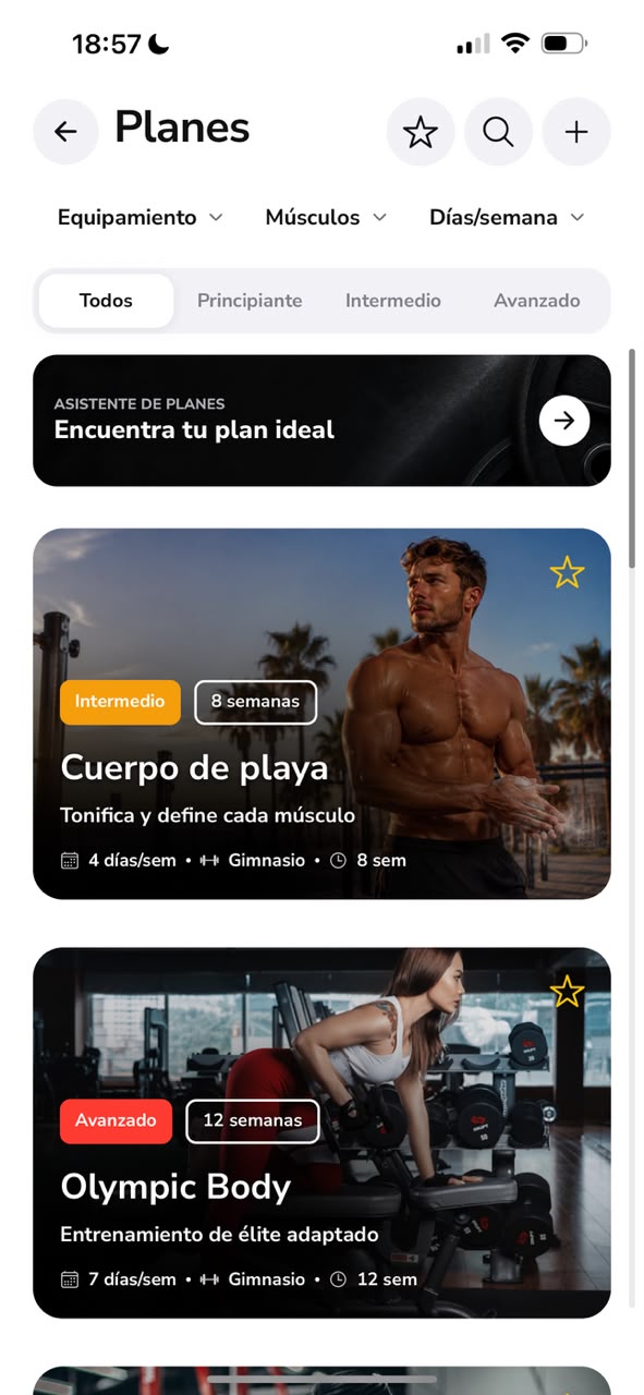 Catálogo de planes de entrenamiento de Bodia